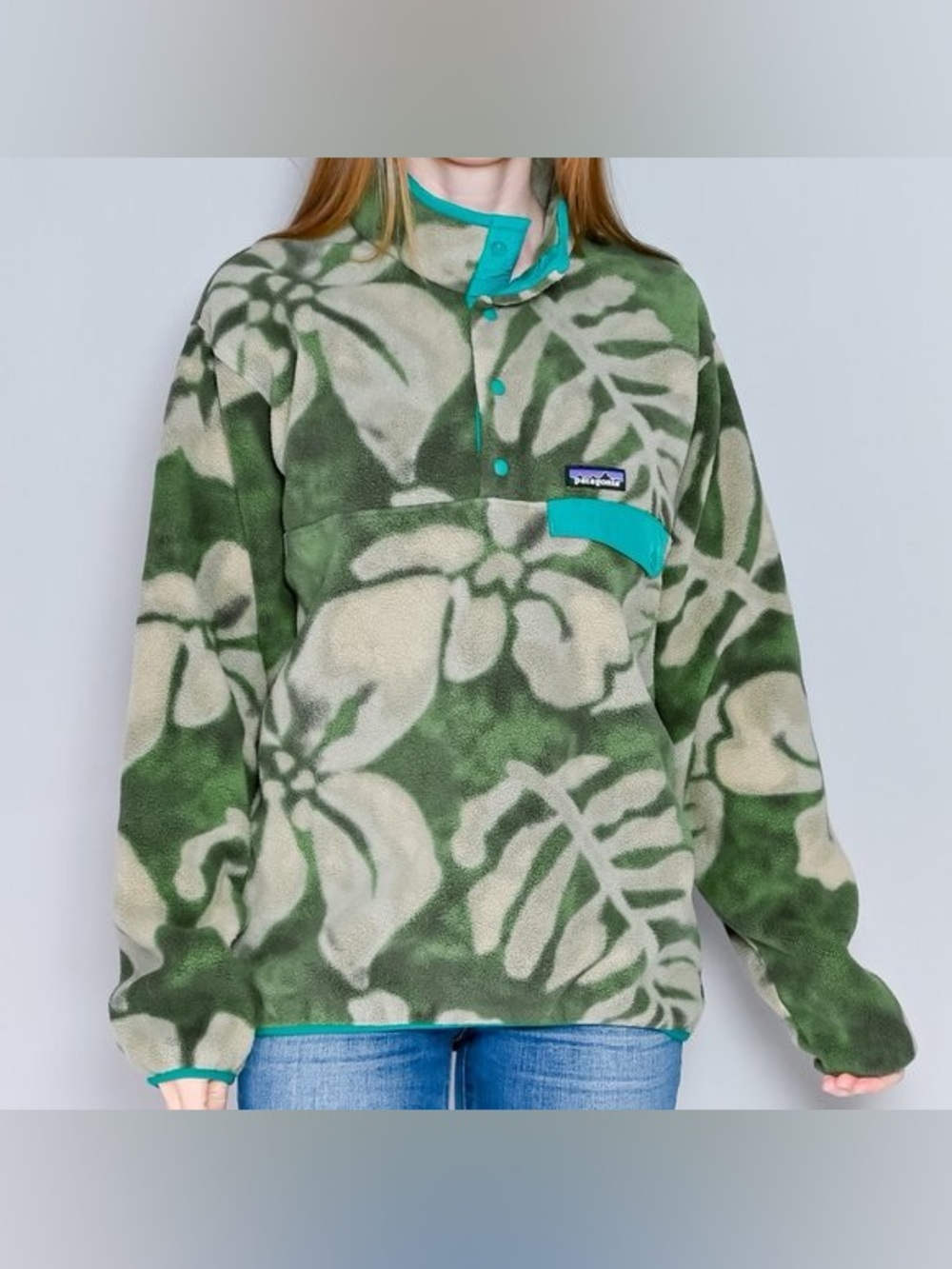 Vintage Patagonia Spice Garden Floral Hibiscus Hawaiian Synchilla Fleece Sz S